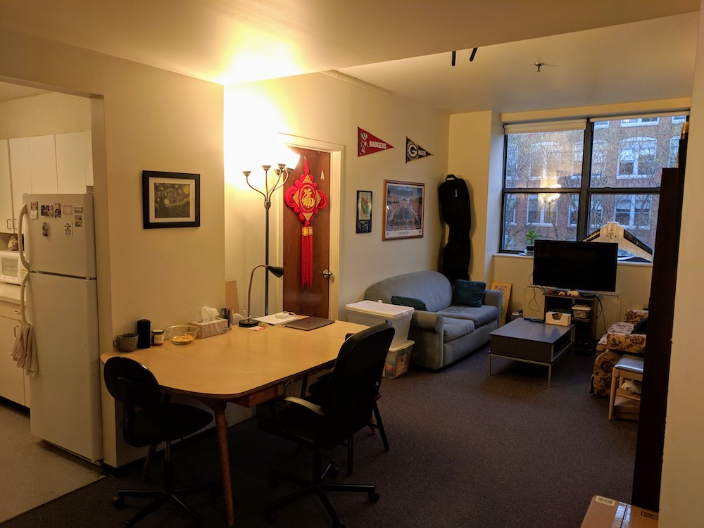 Living room viewed from the apartment entrance
